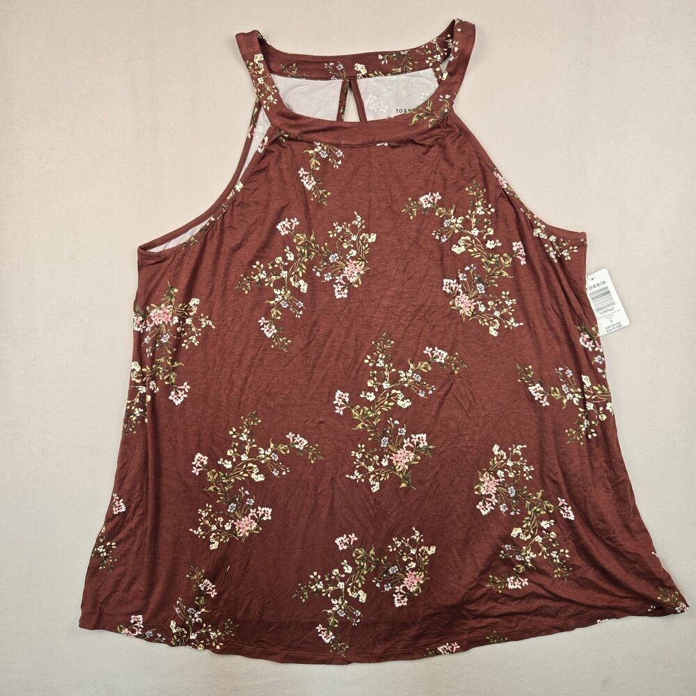 Torrid Super Soft Knit Floral Tank Top High Neck Sleeveless Plus 3X NWT